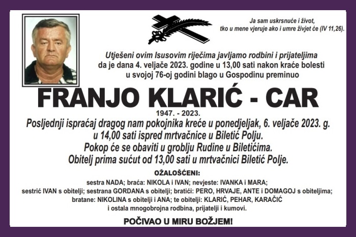 Franjo Klarić –  Car