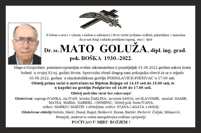 Dr. Sc. Mato  Goluža